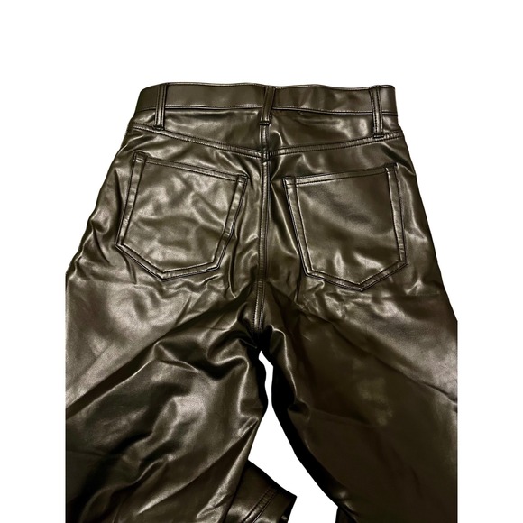 Abercrombie 90s Straight Faux Leather Jeans Black Size 4 High Rise - Picture 6 of 9